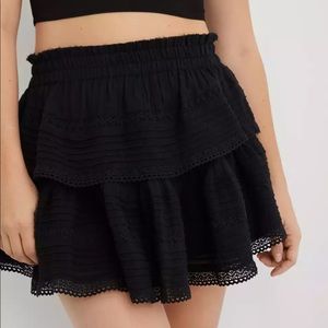 Aerie Rock 'n' Ruffle Mini Skirt Black